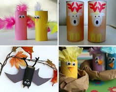 four pictures with different types of paper crafts