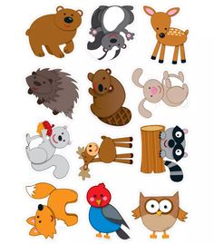 various animal stickers on a white background