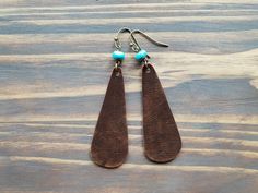 "Brown Leather Teardrop Earrings Boho Jewelry Bohemian Earrings Materials: genuine leather,turquoise beads,bronze hooks. Length with hooks: 3\" If you have any questions, please contact me. Shipping information:  UK: 1-3 business day Europe: 3-7 business days  Rest of world: 7-15 business days Thank you for visiting my shop!" Everyday Soldered Dangle Earrings, Brown Teardrop Single Earring, Nickel-free Brown Teardrop Earrings For Jewelry Making, Everyday Soldered Drop Earrings, Adjustable Brown Teardrop Earrings, Adjustable Brown Teardrop Earrings Nickel Free, Brown Long Drop Earrings For Gift, Leather Jewellery, Western Earrings