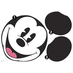 an image of mickey mouse's face with the numbers 1 - 3 on it