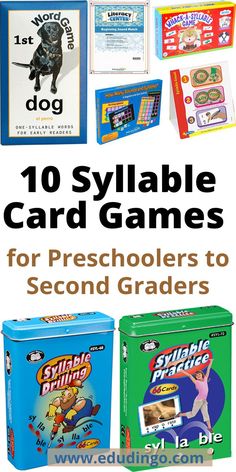 the front cover of 10 sylabble card games for preschoolers to second graders