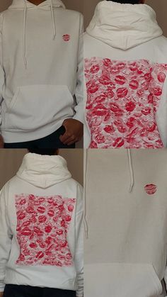 the hoodie is printed with lipstick on it