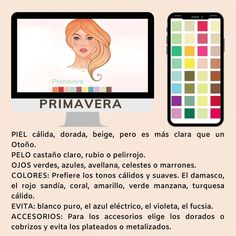 an image of a woman's face on a computer screen with the words primavera in spanish