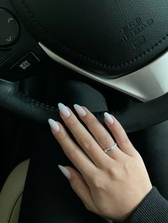 #milk #milky #branca #nails #unhas #white White Nails With Designs Oval, Milky Colour Nails, Medium Almond White Nails, Milk White Gel Nails, Milky White Oval Acrylic Nails, Full White Nails Almond, Almond Shaped Milky White Nails, Simplistic White Nails, Almond Milk White Nails