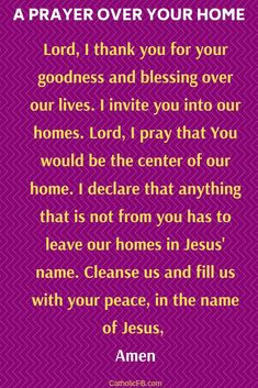 a purple background with the words, prayer for your home and an image of jesus