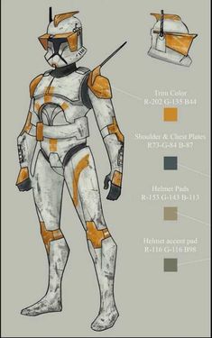 the clone commander from star wars is shown in this color scheme, and it looks like he