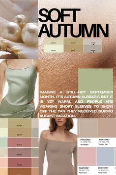 soft autumn color palette Muted Autumn Color Palette Outfits, Soft Autumn Inspiration, Soft Muted Color Palette, Soft Autumn Fall Outfits, Muted Autumn Makeup, Soft Autumn Fashion, Soft Autumn Style, Muted Autumn Color Palette, Soft Autumn Outfits Capsule Wardrobe