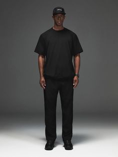 Composition : Shell: Polyester 86% Polyurethane 14% Coloring: Polyester 93% Polyurethane 7% (Wick, Reinforcement, Trademark, Pattern, LaceColor : BlackCountry of Origin : Republic of Korea Sleek Black Pants With Straight Hem, Black Straight Hem Pants For Streetwear, Modern Black Leather Pants, Modern Black Pants With Straight Hem, Sleek Black Tapered Leg Leather Pants, Sleek Black Tapered Leather Pants, Black Sweatpants With Straight Hem For Work, Active Wear Pants, Black Pants