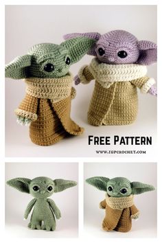 crocheted yoda and baby yoda amigurt patterns