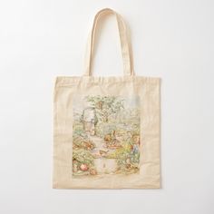 100% cotton reusable shopping carry bag with digital print on one side. Beautiful peter rabbit illustration. Beatrix Potter Garden, Peter Rabbit Illustration, Garden Tote Bag, Rabbit Illustration, Storybook Characters, Garden Illustration, Children's Literature, Beatrix Potter, Peter Rabbit