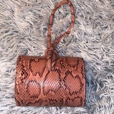 New With Tags Topshop Pink Snakeskin Wristlet Trendy Brown Clutch, Trendy Brown Rectangular Wristlet, Chic Brown Rectangular Wristlet, Chic Brown Wristlet With Wrist Strap, Holiday Clutch, Taupe Purse, Fringe Clutch, Snakeskin Purse, Sequin Clutch