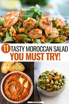 different types of food with the words tasty moroccan salad you must try in this post