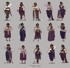 an image of women in ancient greek dress costume and headgear set for animation