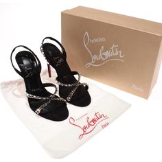 Christian Louboutin Black Designer Slingback Pumps With Red Sole For Evening, Kids Heels, Christian Louboutin Boots, Crystal Heels, Louboutin Shoes Heels, Louboutin Heels, Christian Louboutin Heels, Heel Mules, Slingback Heels