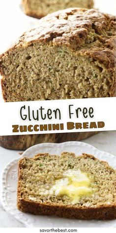 gluten free zucchini bread is cut in half and sitting on a plate