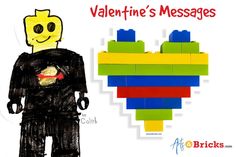 a drawing of a lego man with the words valentine's messages on it