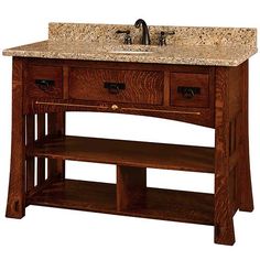 a double sink vanity with two faucets and marble counter top on an isolated white background