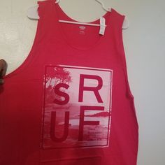 Old Navy Tank Top Casual Red Cotton Tank Top, Casual Red Tank Top With Graphic Print, Red Sleeveless Casual T-shirt, Red Sleeveless T-shirt Casual Style, Sleeveless Red Casual T-shirt, Old Navy Tank Tops, Red Tank, Red Tank Tops, Navy Shirt