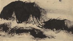 an image of a painting that is in black and white