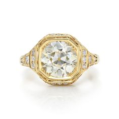 2.51ct N/VS1 GIA certified old European cut diamond with 0.21ctw old European cut accent diamonds set in a handcrafted 18K yellow gold mounting. Single Stone, Stone Collection, Band Bracelet, European Cut Diamonds, Antique Diamond, Fine Jewelry Collection, Multi Stone, Boutique Jewelry, Cz Stone