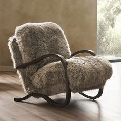 a chair that has some fur on it