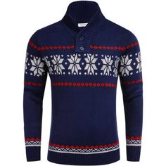 100% Acrylic Imported Pull On Closure Features - This Ugly Christmas Sweater Featuring With Snowflake Pattern, Ribbed Neck, Cuffs And Hem, Quality Fabric And High V Neck Design Occasion : Suitable For Daily Casual, Christmas Party, New Years, Cold Winter, Night Out, Holidays, Etc Great As A Gift - The Knitted Casual Sweater Has Brightly Colored With Snowflake Pattern To Get You In The Festive Spirit-Which Is Why It’s Perfect Gift For Your Dad Adult Son, Husband Or Male Friends Match - You Can We Casual Christmas Sweater For Cold Weather, Christmas Crew Neck Knit Sweater, Casual Holiday Sweater With Fair Isle Pattern, Winter Holiday Knit Sweater, Cozy Christmas Sweater For Cold Weather, Winter Cotton Top With Fair Isle Pattern, Casual Fair Isle Pattern Tops For Christmas, Cotton Fair Isle Winter Tops, Winter Fair Isle Pattern Sweater