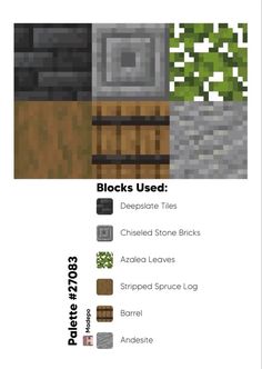 an info sheet showing the different materials used to build a planter in minecraft