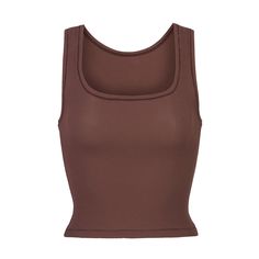 Cotton Rib Tank | Garnet — One of the tried-and-true classics, our scoop neck tank is made to layer with breathable ribbed cotton. Added bonus: it hits right at the natural waist for a no-fuss, no-tuck fit. Complete the look with cotton leggings. Seamless Cropped Tank Top, Everyday Fitted Ribbed Tank Top, Everyday Scoop Neck Seamless Crop Top, Fitted Ribbed Tank Top With Scoop Back, Everyday Athleisure Scoop Neck Tank Top, Athleisure Scoop Neck Crop Top For Everyday, Everyday Athleisure Crop Top With Scoop Neck, Everyday Ribbed Tank Top, Everyday Solid Scoop Neck Crop Top