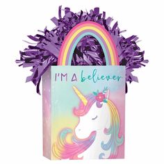 Buy Kids Birthday Enchanted Unicorn Balloon Weight sold at Party Expert Single Balloon, Purple Fringe, Unicorn Balloon, Unicorn Party Supplies, Balloon Weights, Diy Balloon Decorations, Balloon Shop, Unicorn Decorations, Balloon Delivery