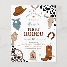 the first rodeo birthday party is on display