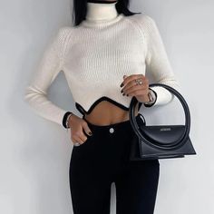 Sweater Season, Cropped Pullover, Irregular Hem, Womens Turtleneck, Crop Sweater, Long Crop Top, Outfit Casual, Winter Sweaters, Jumper Sweater