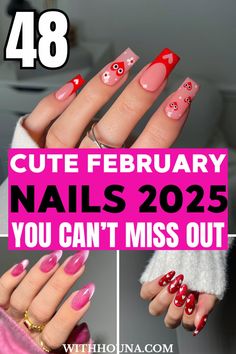 February is the month of love and there is nothing one way to celebrate it than getting your February nails of 2025 done. Thus, we’ve got you the best February nails, February nail designs 2025, February nails ideas Valentine’s Day, February nail colors 2025, simple February nails, February nails ideas, cute February nails, February nail colors, February nails Valentine’s Day, and so much more. Febuary Acrylic Nail Ideas, Cute February Nails Xoxo, February Nails Ideas Valentines Day Red And Black, 2024 Nails Trend Valentines, Val3ntines Day Nails