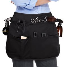 PRICES MAY VARY. 【5 Sectional Pockets & 2 Handy Loops】-- This apron is designed with 5 divided pockets, 3 large pockets and 2 small pockets, making it easy to store supplies including clips, scissors, brushes, combs, razors, cosmetics tools and even cell phones. Dual hand loops keep the essentials at hand, such as spray bottles and towels. Fitting all your fave accessories and making you feel instantly put together! (NOTE: The pockets are moderate deep so items won't fall out easily.) 【Premium P Tool Skirt, Hairstylist Apron, Stylists Aprons, Hairstylist Tools, Barber Apron, Work Aprons, Waist Apron, Professional Hairstylist, Aprons For Men