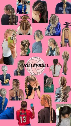 Volleyball Hair Inspo Pics, How To Make Two Braids, Volley Hairstyles, Hairstyles For Volleyball Games, Athlete Hairstyles, Wrestling Hairstyles, Practice Hairstyles, Simple Volleyball Hairstyles