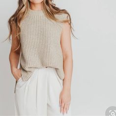 Never Worn! Great Condition. Beige / Oatmeal Color Way. True To Size! From Online Boutique “Worth Collective” Worth Collective, Womens Worth, Sleeveless Knit Top, Oatmeal Color, Sleeveless Knit, Online Boutique, Knit Top, Oatmeal, Womens Tops