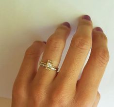 Open 14k or 18k gold square diamond ring, perfect for stacking or as a dainty wedding band. A simple piece of diamond jewelry. Perfect for stacking, especially with the ring in the following listing: https://www.etsy.com/listing/210508139/princess-diamond-ring-princess-cut ★Details Gemstone: white diamond Measurements: approx. 1.25-1.3 (6) Shape: princess Quality: clarity grade VS, color grade G, conflict-free Band width: approx. 1.7mm Material: 14k solid yellow gold, white gold, rose gold or 18 Modern Stackable Rings With Baguette Diamonds For Wedding, Modern Stackable Wedding Rings With Baguette Diamonds, Classic Stackable Wedding Rings With Baguette Diamonds, Yellow Gold Princess Cut Stackable Rings For Wedding, Yellow Gold Princess Cut Stackable Wedding Rings, Yellow Gold Square Cut Diamond Wedding Ring, Emerald Cut Diamond-accented Stackable Wedding Rings, Emerald Cut Diamond Accent Stackable Wedding Rings, Emerald Cut Stackable Wedding Rings With Diamond Accents