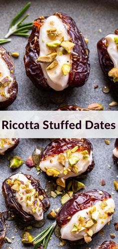 an image of stuffed dates with nuts and cranberry sauce