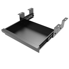 an open metal shelf with two compartments