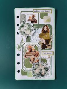 a scrapbook with flowers and pictures on it