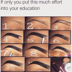 That caption though! Eyebrow Makeup Techniques, Maquillage Yeux Cut Crease, Membentuk Alis, Bentuk Alis, Eyebrow Makeup Tutorial, Makeup 101, Eyebrow Makeup Tips, How To Draw Eyebrows, Makeup For Black Skin