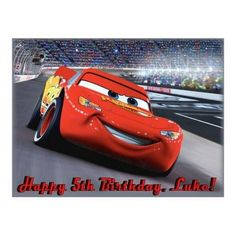 an image of a cartoon character from the disney pixar movie cars birthday card