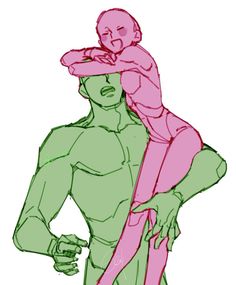 a drawing of a man holding a woman on his back