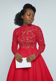 Women's Medium Neck Lace Patchwork A-Line Dress - The Little Connection Red Long Sleeve Dress With Splicing, Fitted Red Splicing Dresses, Red Spliced Dress For Party, Spring Women, Patchwork Dress, Good Stretches, Strap Dress, Womens Fall, Fall Dresses