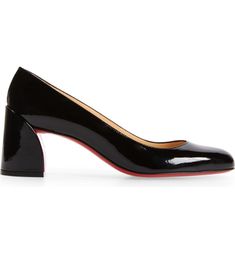 Christian Louboutin Miss Sab Patent Pump | Nordstrom Short Heels, Round Toe Pumps, Red Sole, Patent Leather Heels, Cute Shoes, Women's Pumps, Leather Heels, Patent Leather, Christian Louboutin