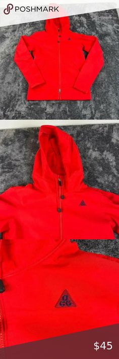 Nike ACG Full Zip Hoodie Soft Shell Jacket Women's S Red Pockets Athletic