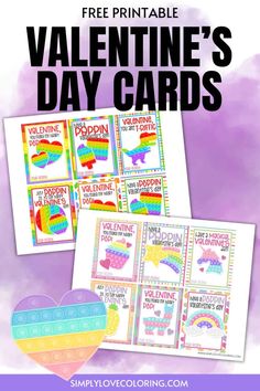 printable valentine's day cards for kids with rainbows and unicorns on them