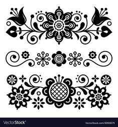 black and white floral design elements