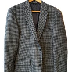 Tommy Hilfiger Houndstooth Wool Mens Jacket Nwot Size 40l Never Worn , Sleeve Label Navy & Gray Tommy Hilfiger Man, Wool Coat, Blue Grey, Mens Jackets, Tommy Hilfiger, Jackets & Coats, Man Shop, Wool