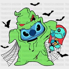 Disney Stitch Halloween Oogie Boogie Design - Dtf Heat Transfer Unisex S & M (10’) / Light Color Halloween Oogie Boogie, Oogie Boogie Svg, Christmas Cartoon Characters, Stitch Halloween, Sally Nightmare, Stitch Drawing, Oogie Boogie, Pinturas Disney, Christmas Cartoons