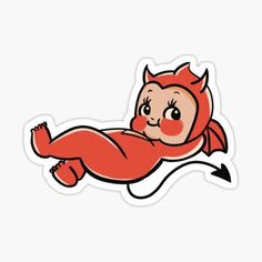 a sticker with an image of a baby devil